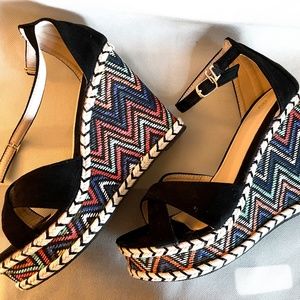 Black Platforms with Boho Pattern